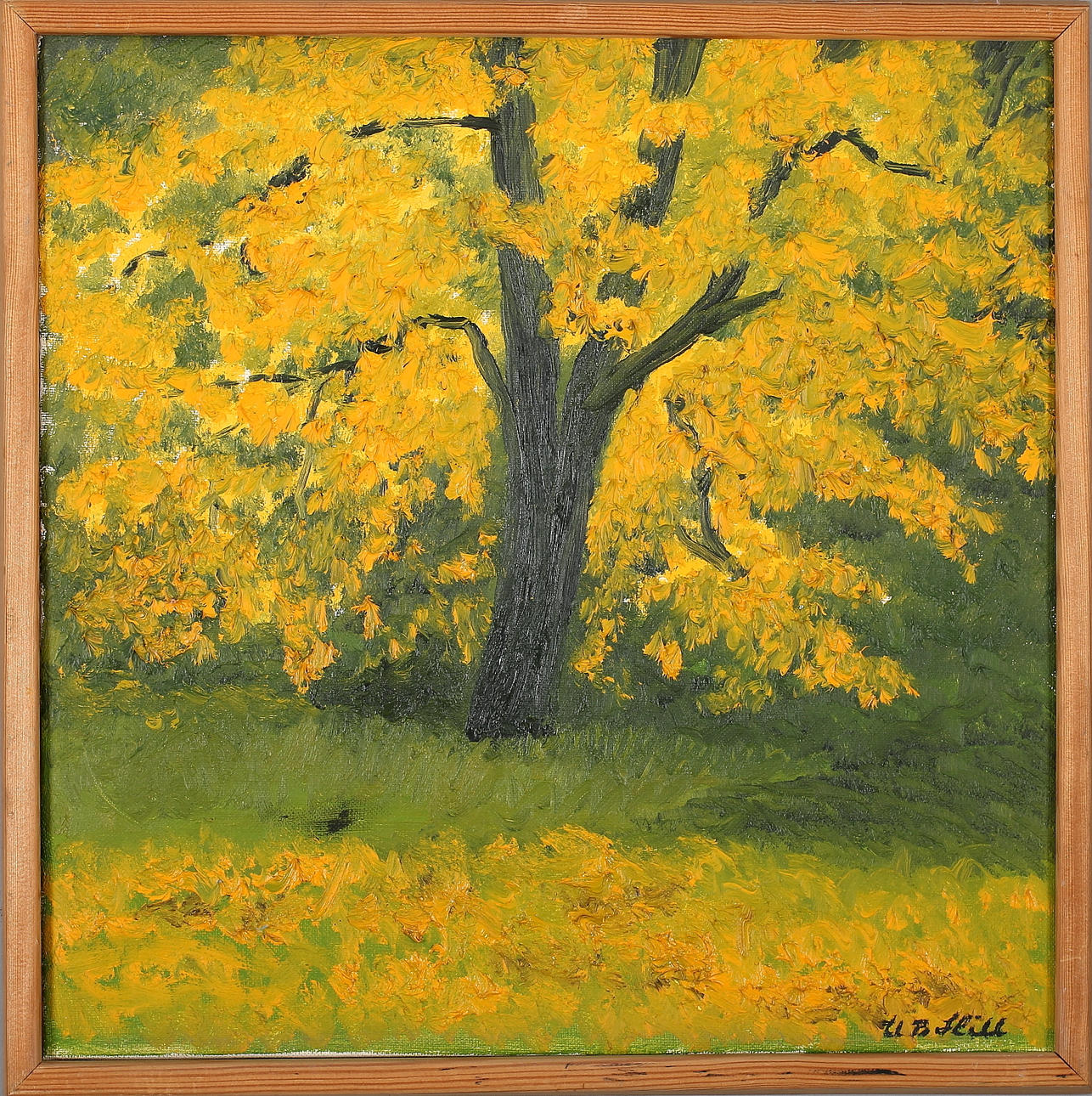 ULLA BRITT HILL. Baum, Öl auf Leinwand, signiert.