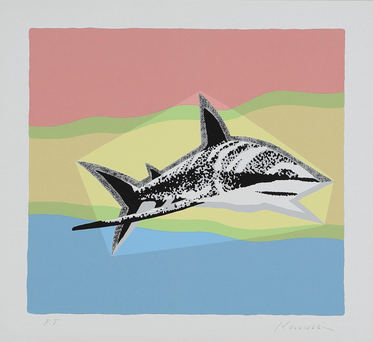 LEIF KANDER. Haj. Färgserigrafi. Signerad Kander. P T.