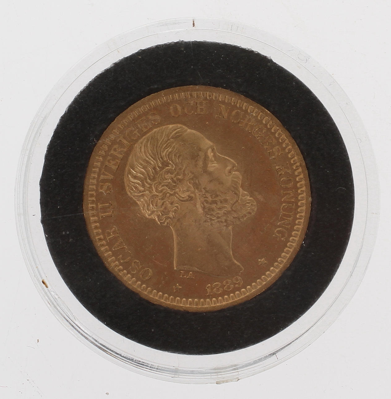 GULDMYNT, 21,6 k, 20 kr, Oscar II, 1889.