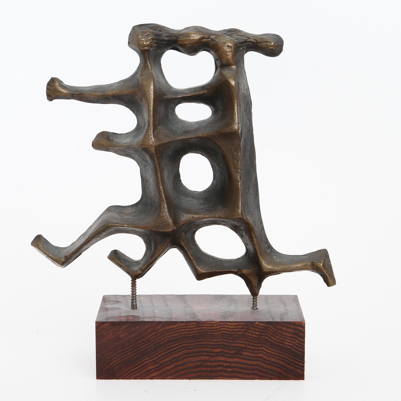 BERNDT HELLEBERG. Skulptur, två figurer, guldpatinerad brons monterad på träsockel. Signerad och daterad 88.