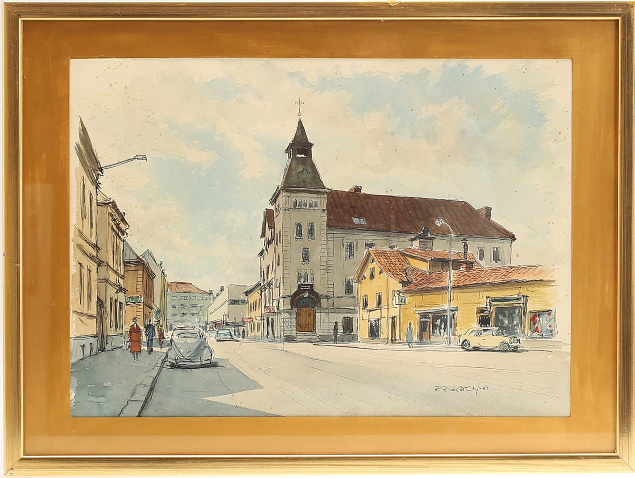 ROLF ERIKSSON. Watercolor, "Norrköping", signed.