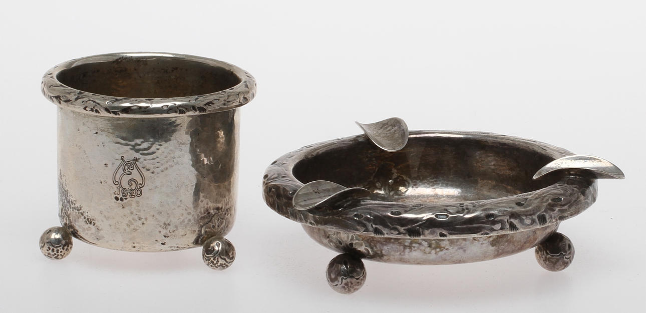 ASKFAT och BURK, silver, CG Hallberg, Stockholm, 1920.