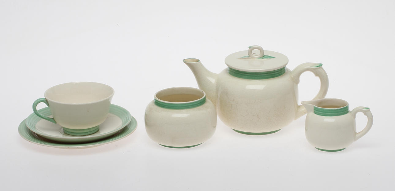 TESERVISDELAR, 12 delar, "Grönt Band", design Wilhelm Kåge, Gustavsberg.