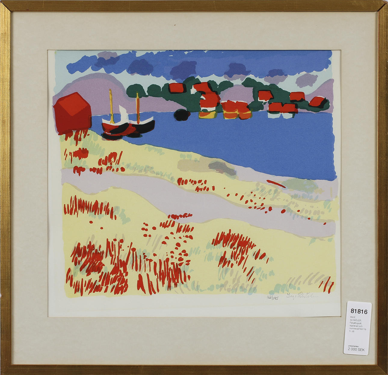 INGE SCHIÖLER. Färglitografi, signerad och numrerad162/195.