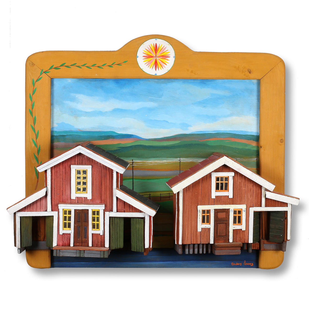 ANDERS ÅBERG. Sjöbodar, väggskulptur, signerad.