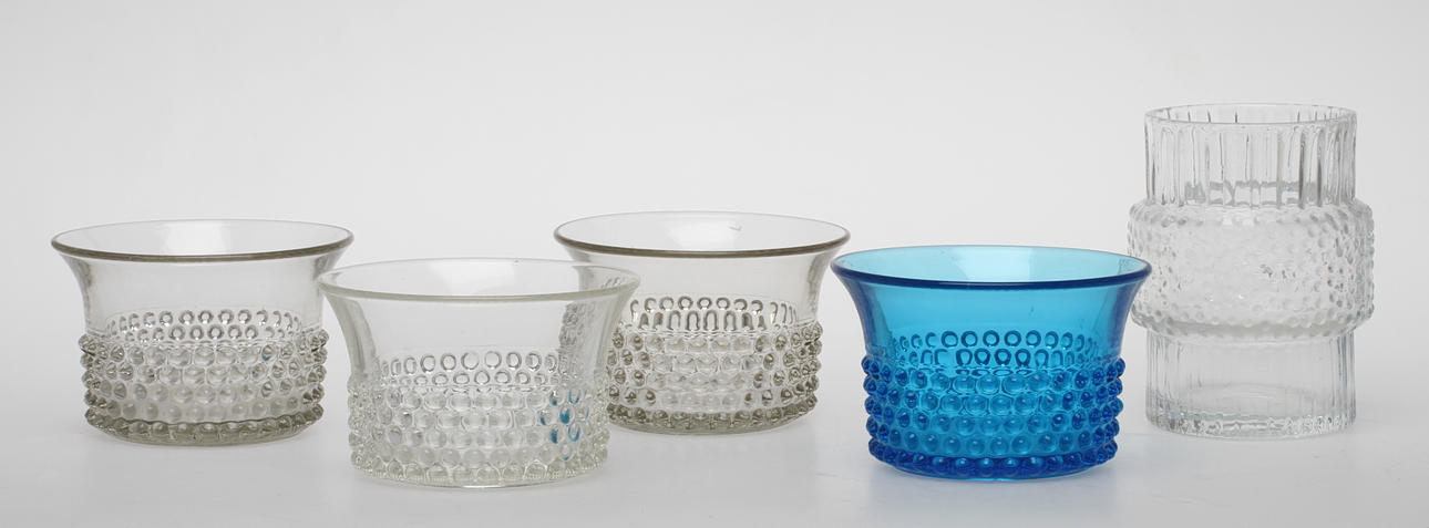 YTTERFODER/SKÅLAR, 2+1+1 st Saara Hopea Arabia samt VAS, glas, 1900-tal.