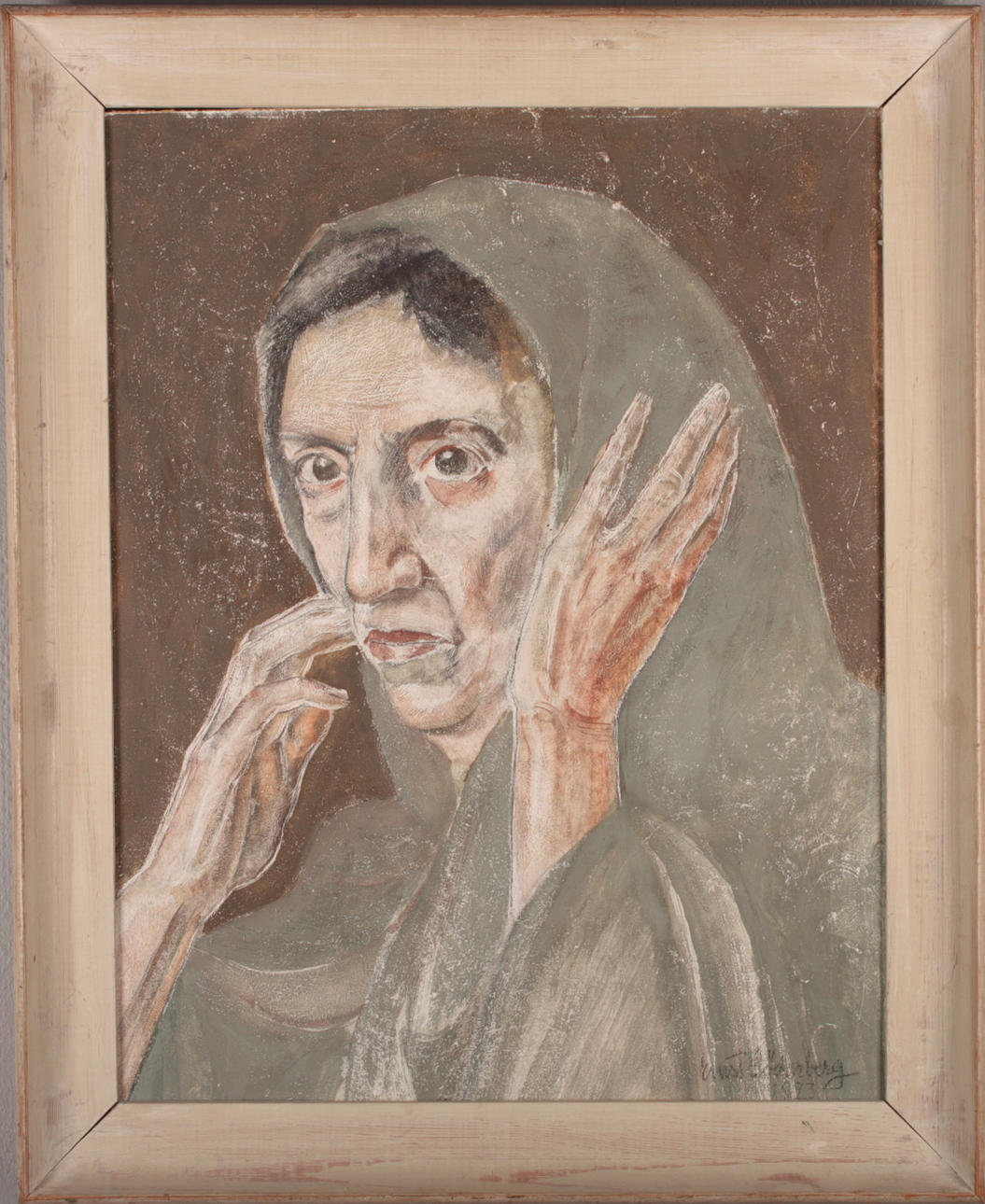 ERNST SÖDERBERG. tempera on cardboard, "Mourning woman", signed and dated 1923.