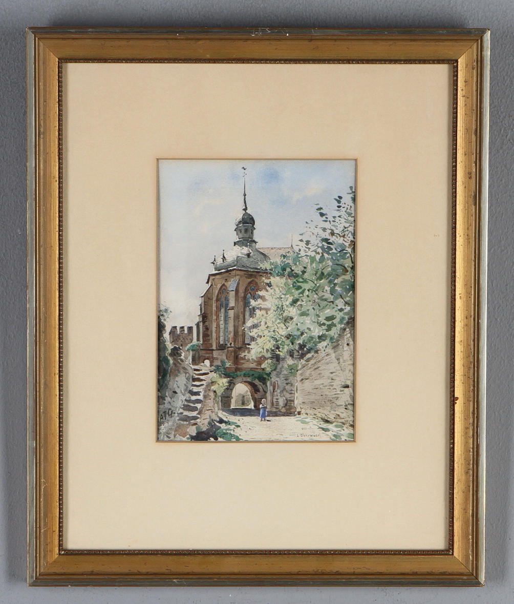 ALBERT THEODOR GELLERSTEDT. TILLSKRIVEN. "Oberwesel", akvarell, monogramsignerad ATG.