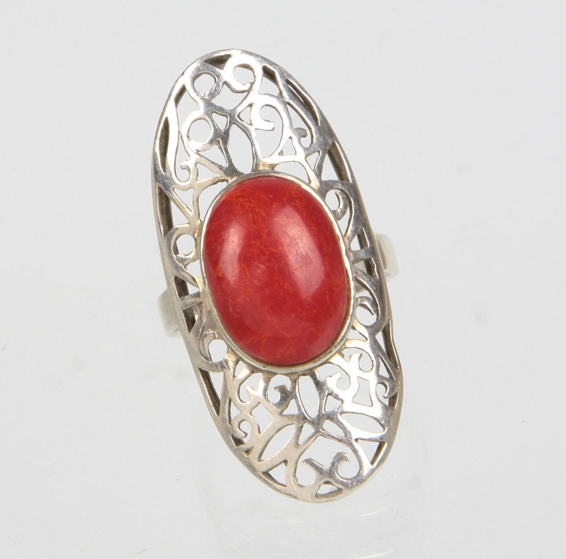 KORALLE RING, SILBER 925.