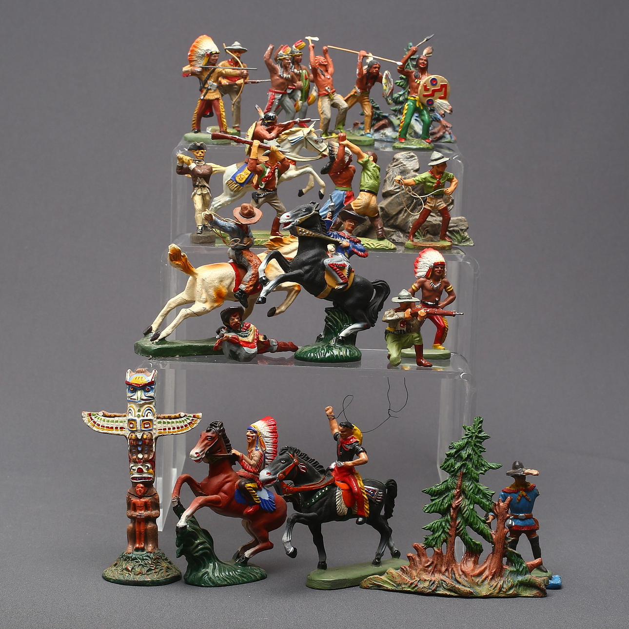 ELASTOLIN, LEYLA, TIPPLE-TOPPLE, Western, about 24 parts.