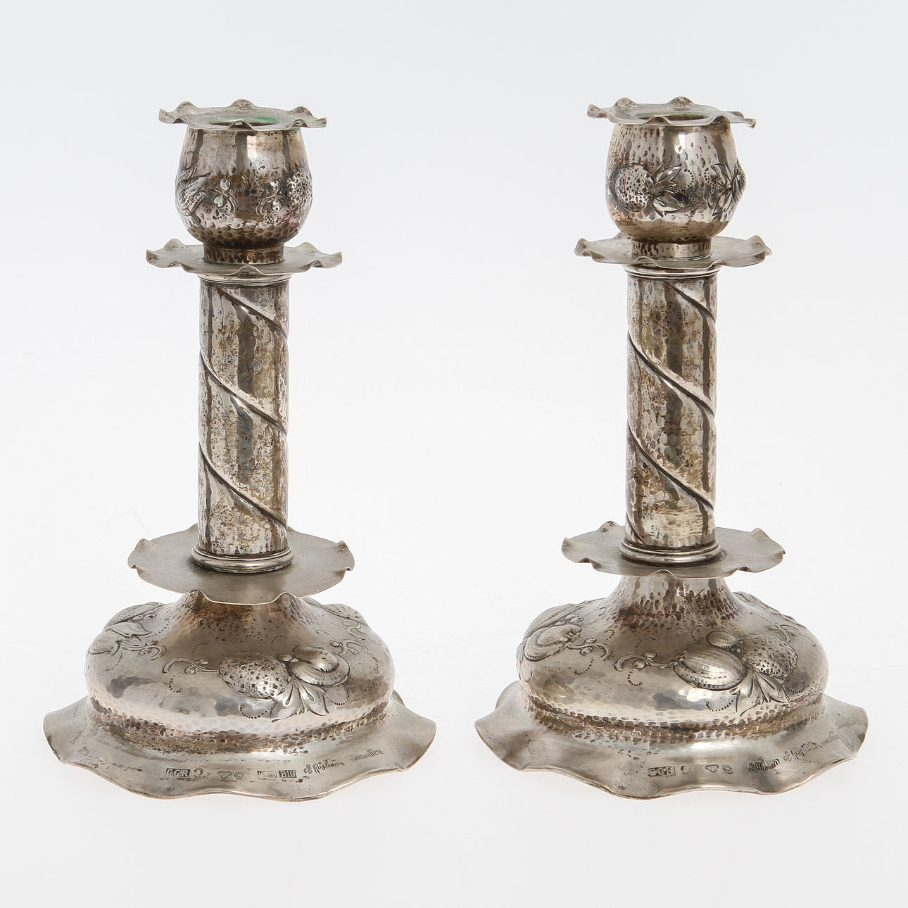 LJUSSTAKAR, ett par, silver, barockstil, C G Råström, 1976, Sverige, ca 710 gram.