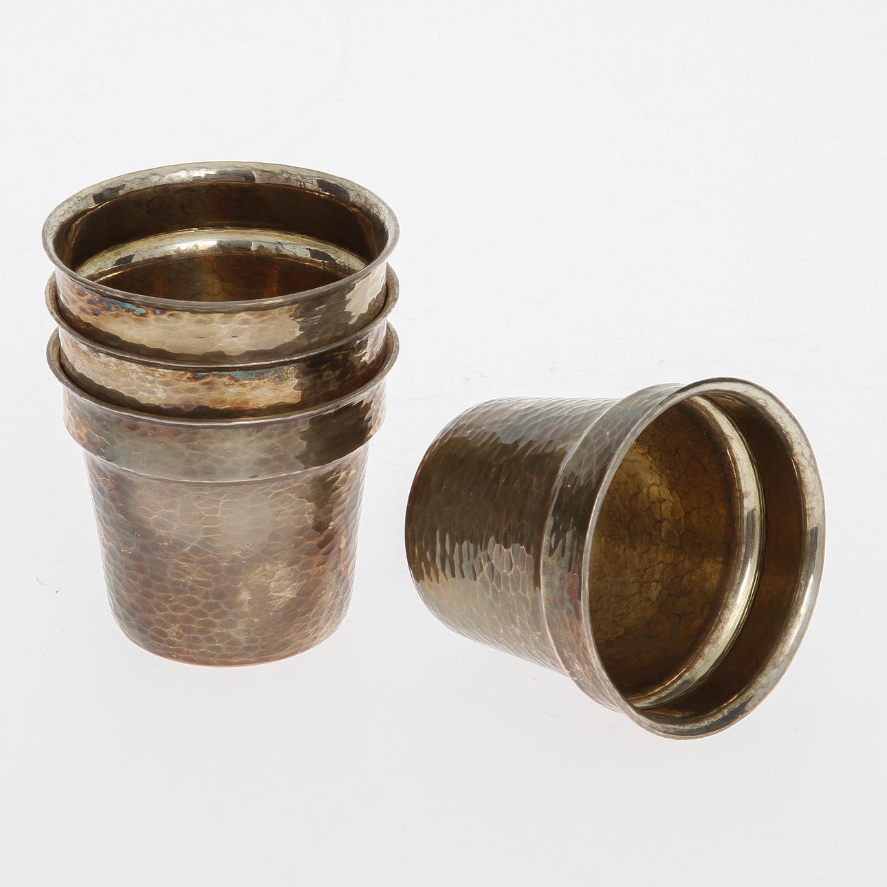 PUNCHMUGGAR, 4 st, silver, Markströms KG Guldsmeds AB MGAB, 1977, Uppsala, Sverige, ca 340 gram.