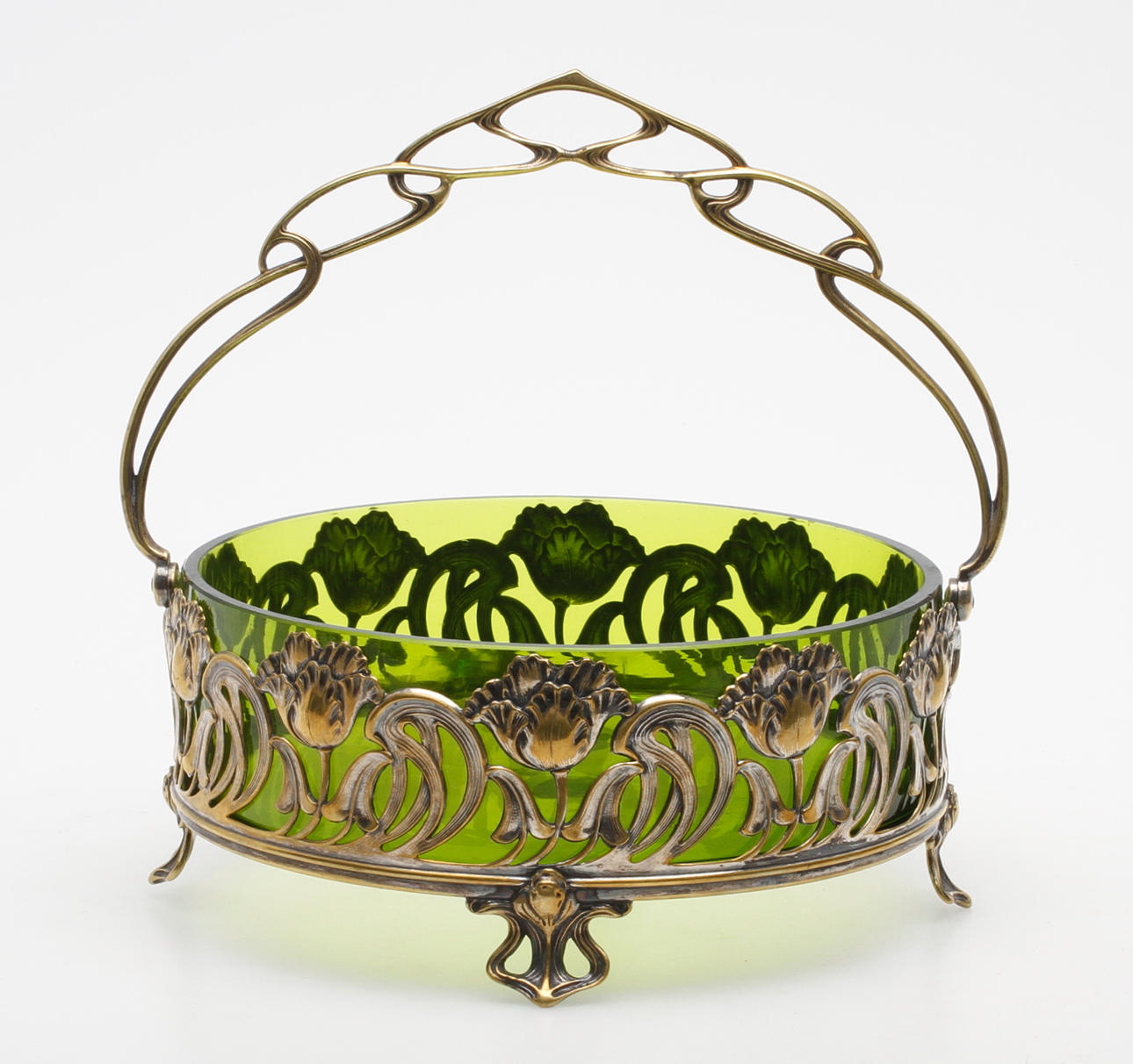 SKÅL, försilvrad metall och glas, jugend, WMF, Tyskland.