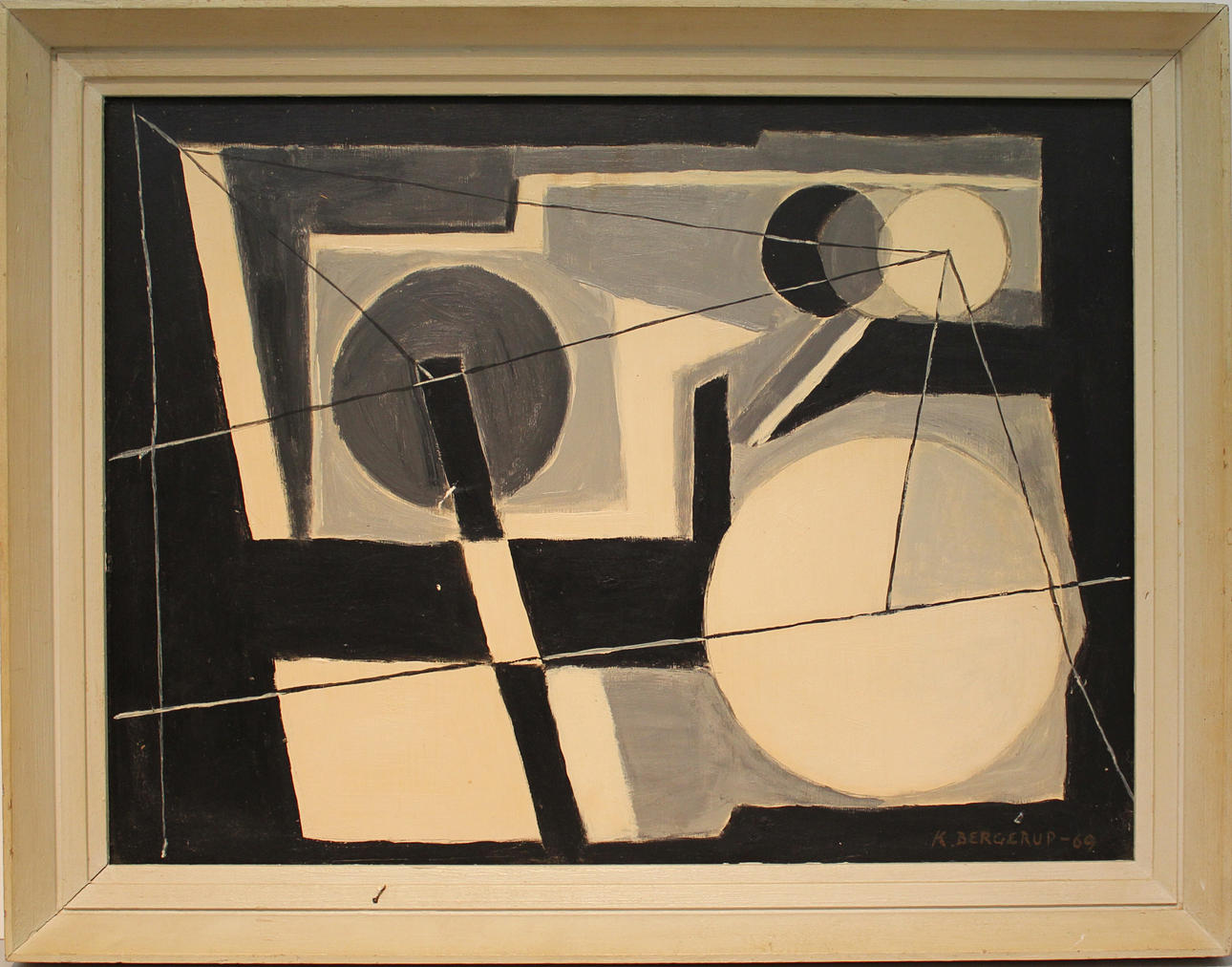 KARL BERGERUP. Komposition. Olja på pannå. Signerad K Bergerup.