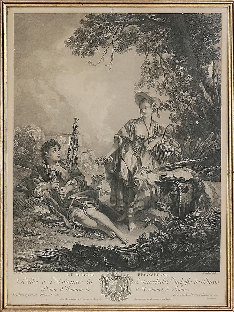 GRAPHIC SHEET, Le Berger Recompensé, 19th century.