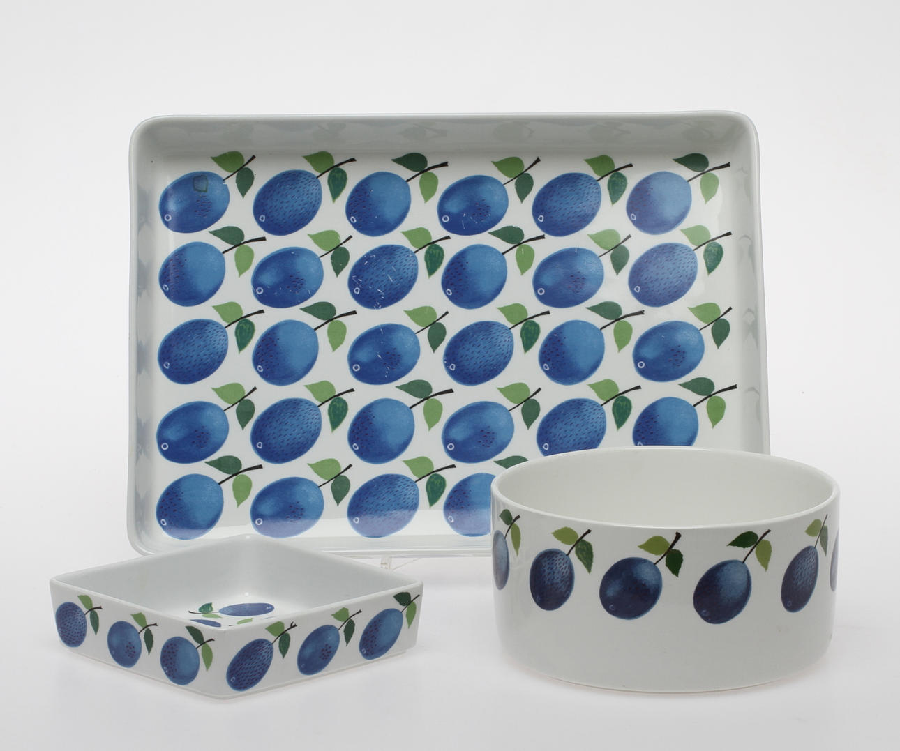 SERVISDELAR, 3 delar, porslin, "Prunus" Stig Lindberg Gustavsberg.