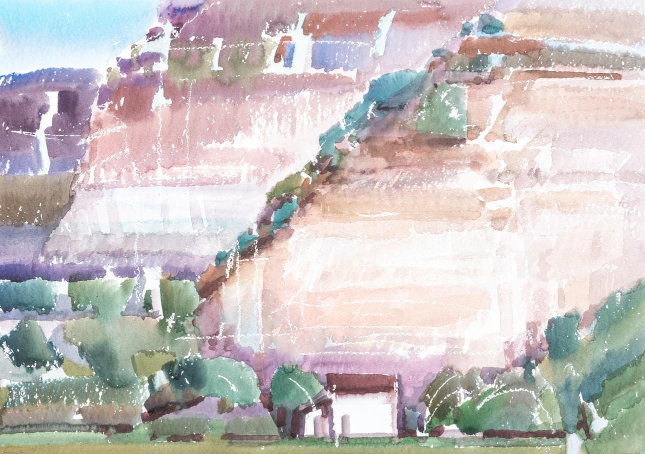 GUY FRISK. "Enstöringen", akvarell, signerad Guy -92.