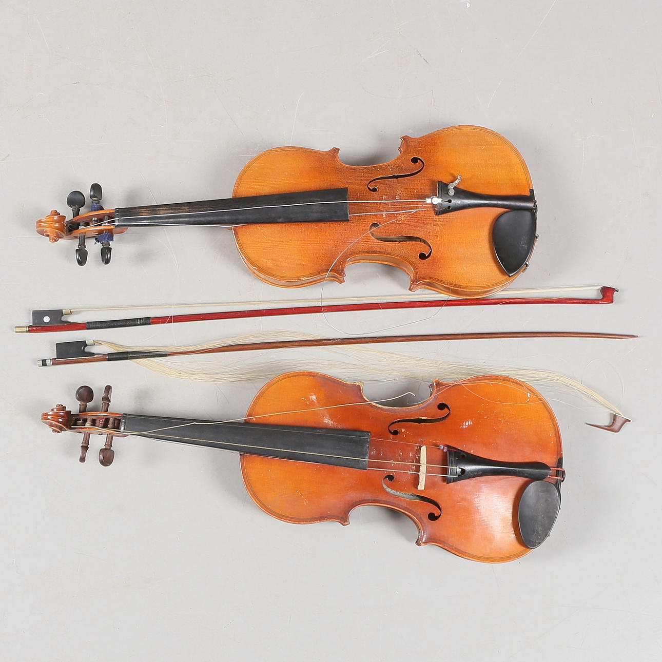 VIOLINS, 2 pcs, sticker label, 1900s.
