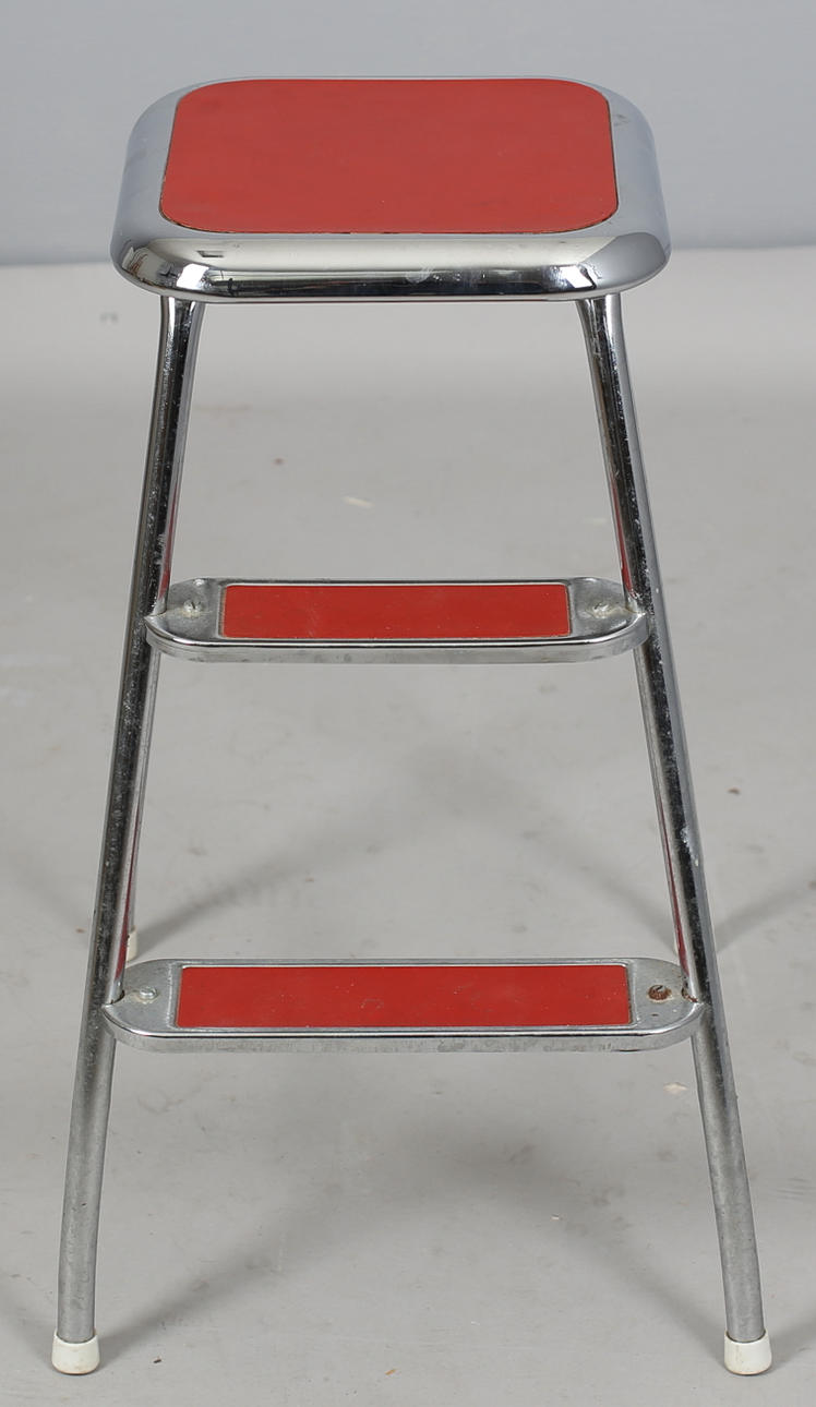 PALL/TRAPPSTEGE i rostfritt stål, Ettikettmärkt AWAB. 1950-tal.