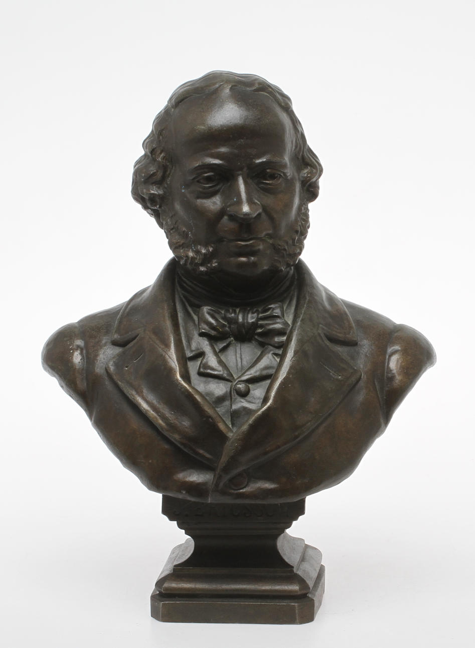 BYST, patinerad metall, föreställande John Ericsson, signerad.