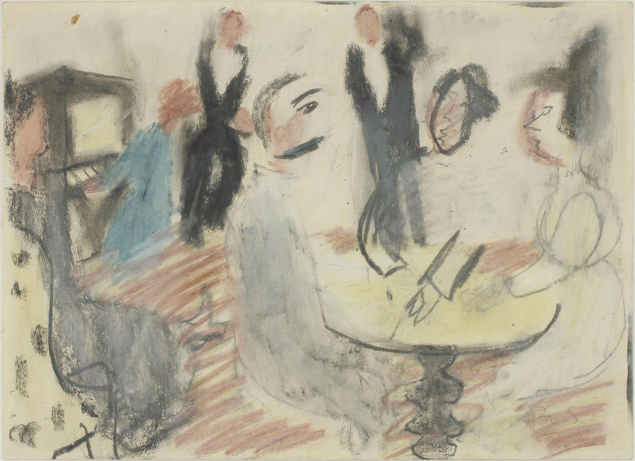 RAGNAR SANDBERG (1902-1972). Cafésällskap. Pastell.