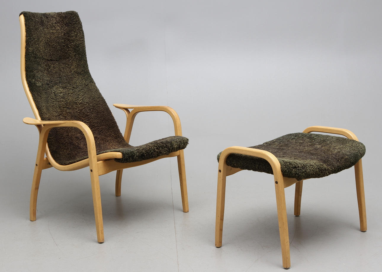 YNGVE EKSTRÖM. FÅTÖLJ+PALL LAMINO.