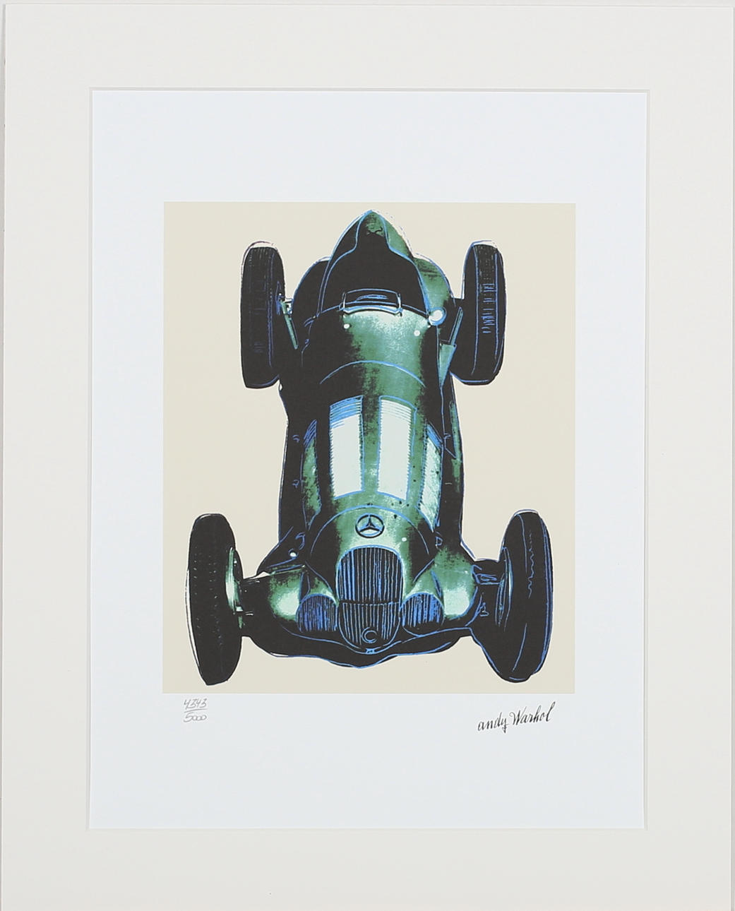 ANDY WARHOL. EFTER. Sportbil. Reproduktion. Signerad i trycket. 4343/5000.