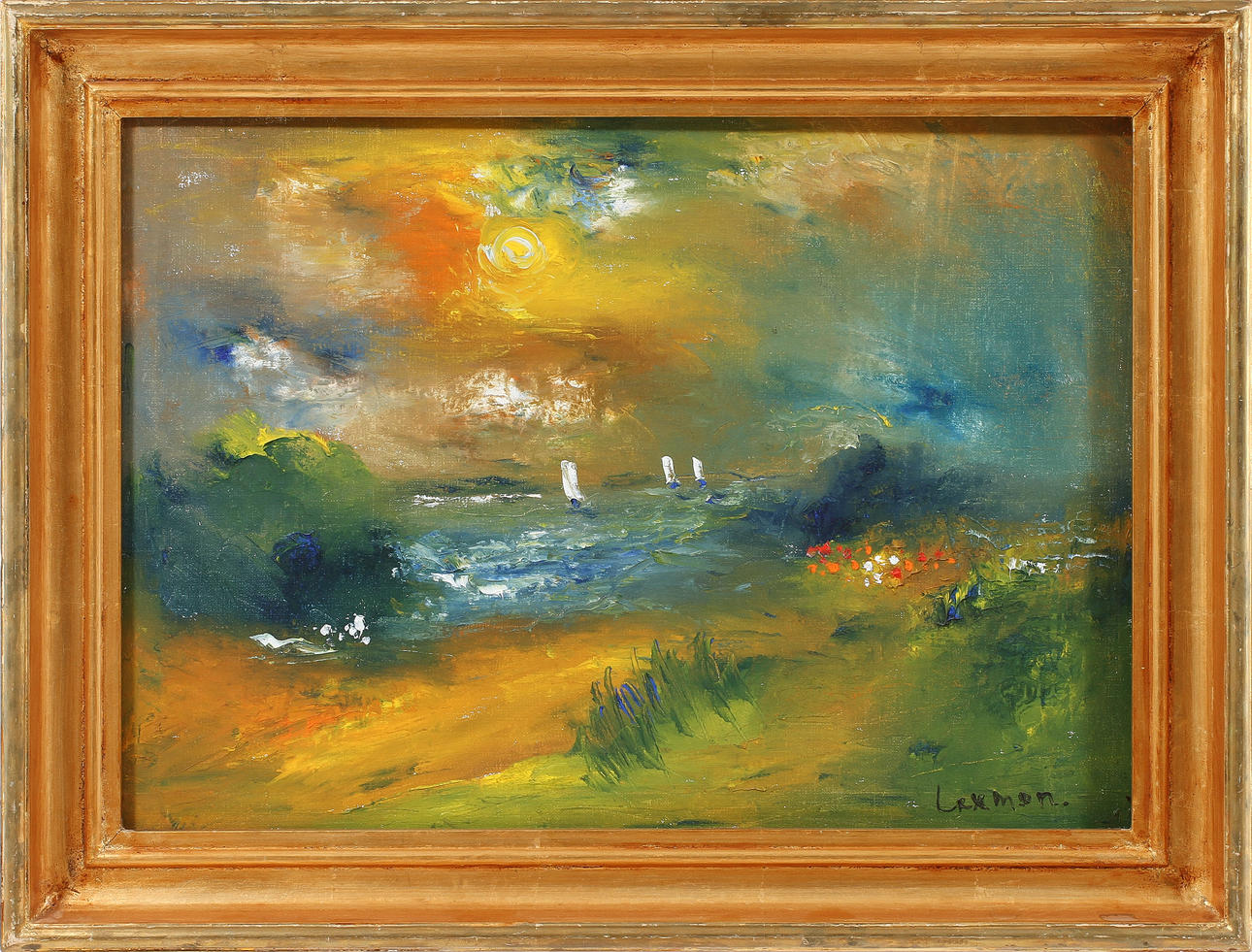 ÅKE LEXMON. "Hem efter regatta" olja på duk, signerad.
