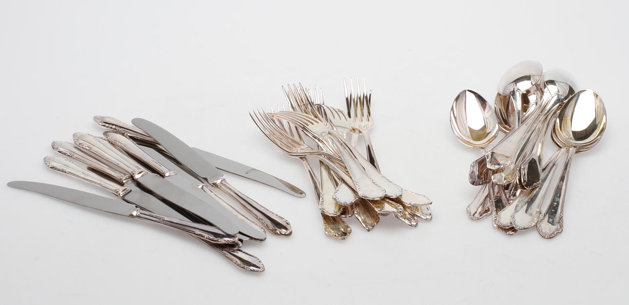 BESTICK, 35 delar, nysilver, "Läckö", 1900-tal.