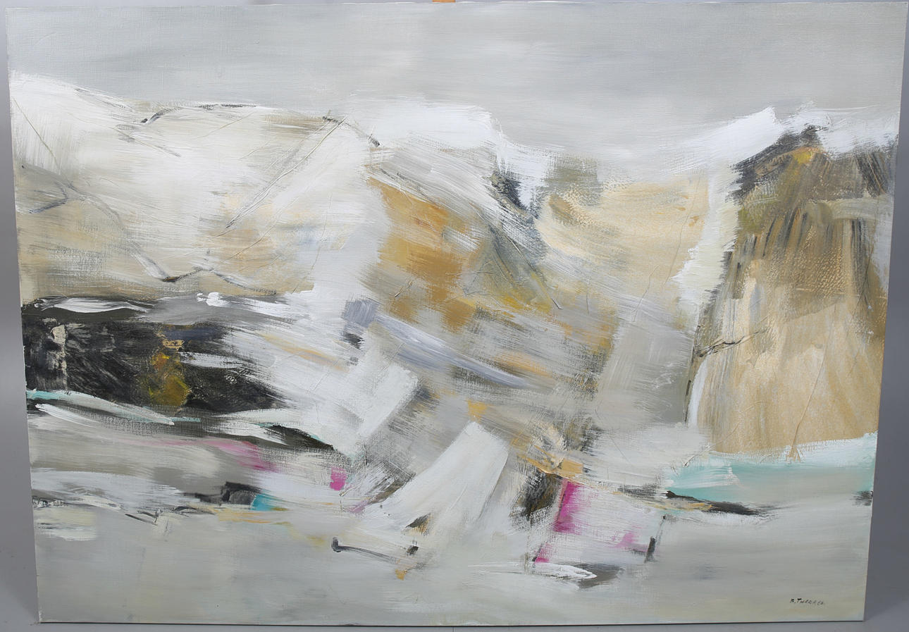 BENTE THRAP. Oil on canvas, "Composition", signed B Thrap, dated -86.