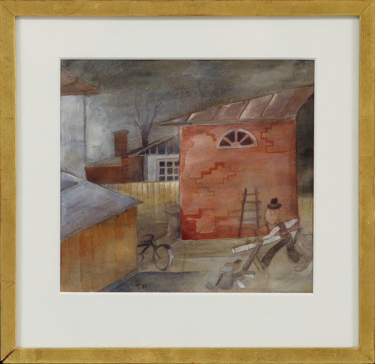 TOR HELLSTRÖM. figurscen, akvarell, sign.