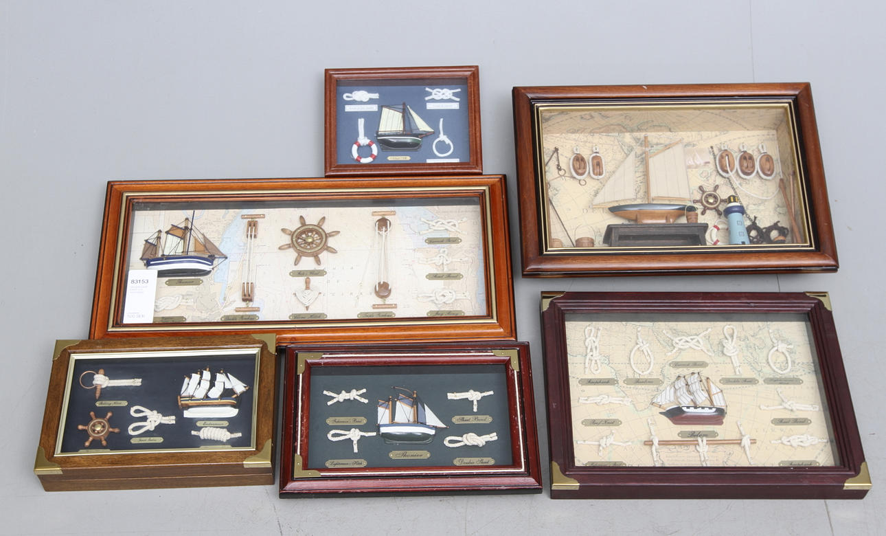 VÄGGDEKORATIONER, 6 st, tema nautika.