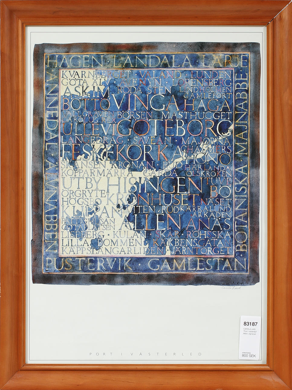 CAROLA LIND. "Port i västerled" Affish, signerad.