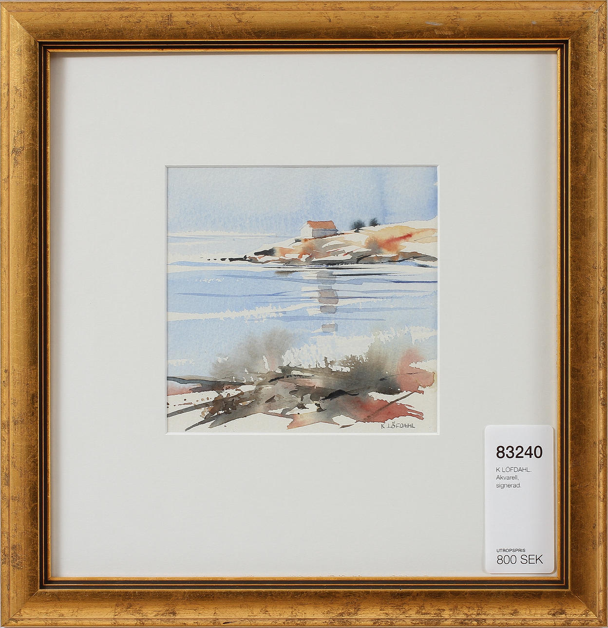 K LÖFDAHL. Akvarell, signerad.