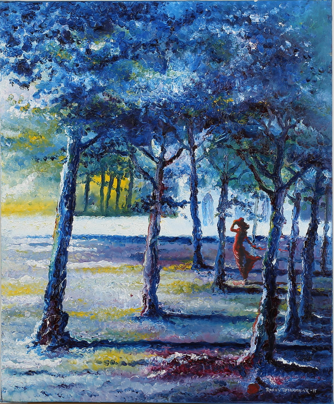 RONNY RODHAMMAR. "Blåregnstorget vid klostret". Olja på duk. Signerad och daterad -11.