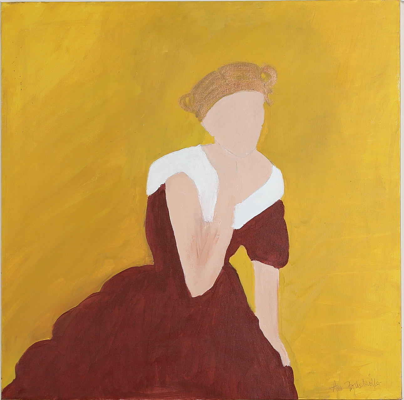 ANNA BÖCKS-MÖLLER. Modell. Olja på duk. Signerad.