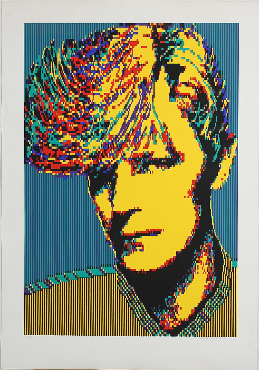 STURE JOHANNESSON/CHARLOTTE JOHANNESSON. David Bowie. Färglitografi. Signerad Charlotte / Sture J och daterad -83.