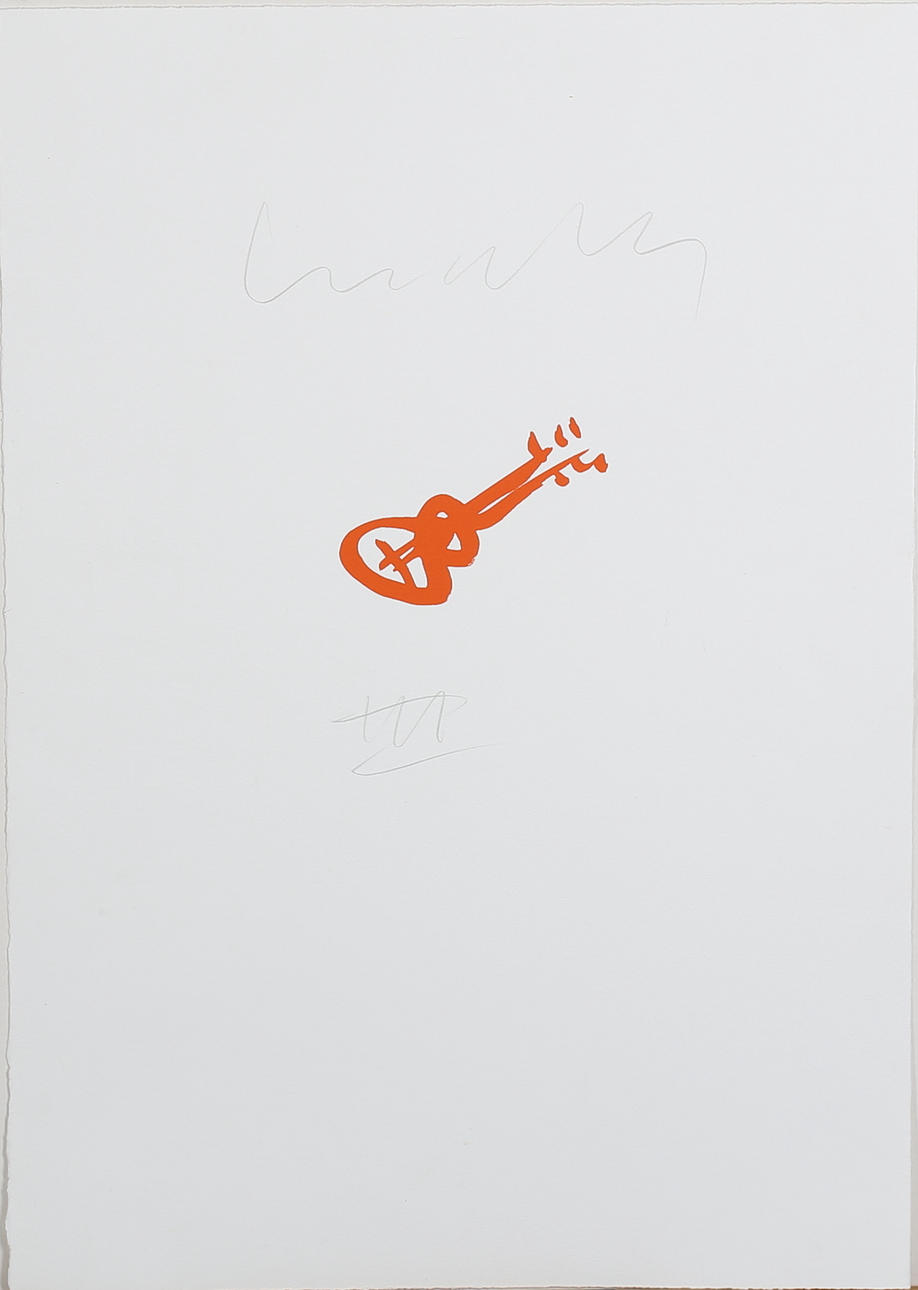 ULF LUNDELL. Gitarr. Färglitografi. Signerad Lundell. HC.