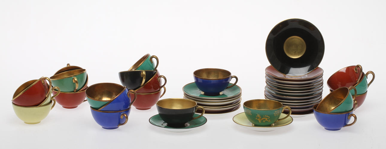 MOCCASERVIS, 21 delar, porslin, Edward Hald Upsala Ekeby KP Karlskrona.