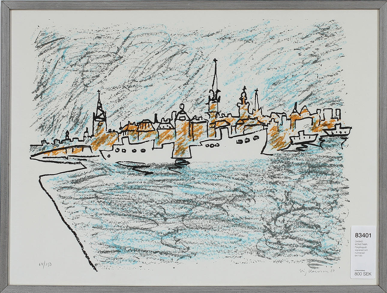 OKÄND KONSTNÄR. Färglitografi, signerad Stig Claesson och numrerad 64/150.