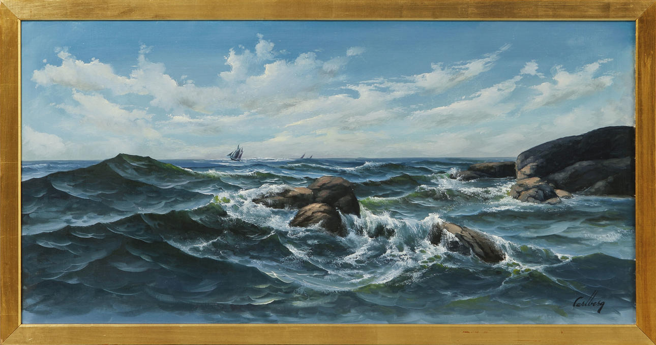 ERIK CARLBERG. Sea motif, oil on canvas, signed.