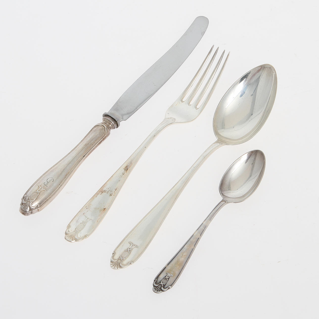 BESTICK, 37 delar silver, "Vasakärven", GAB, ca 1200gram brutto.