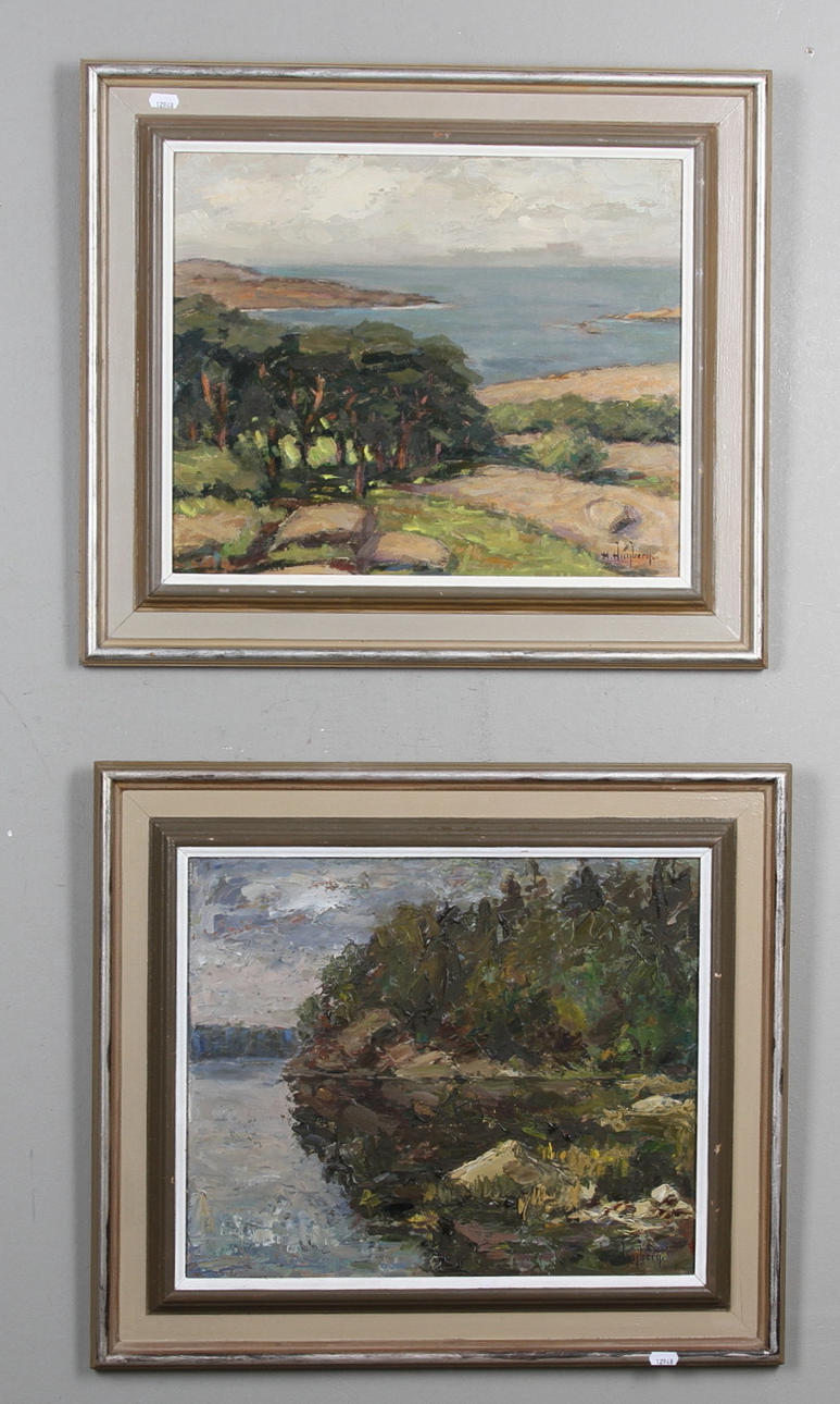 HILDING HÖGBERG. olja på pannå, 2 st, signerade.