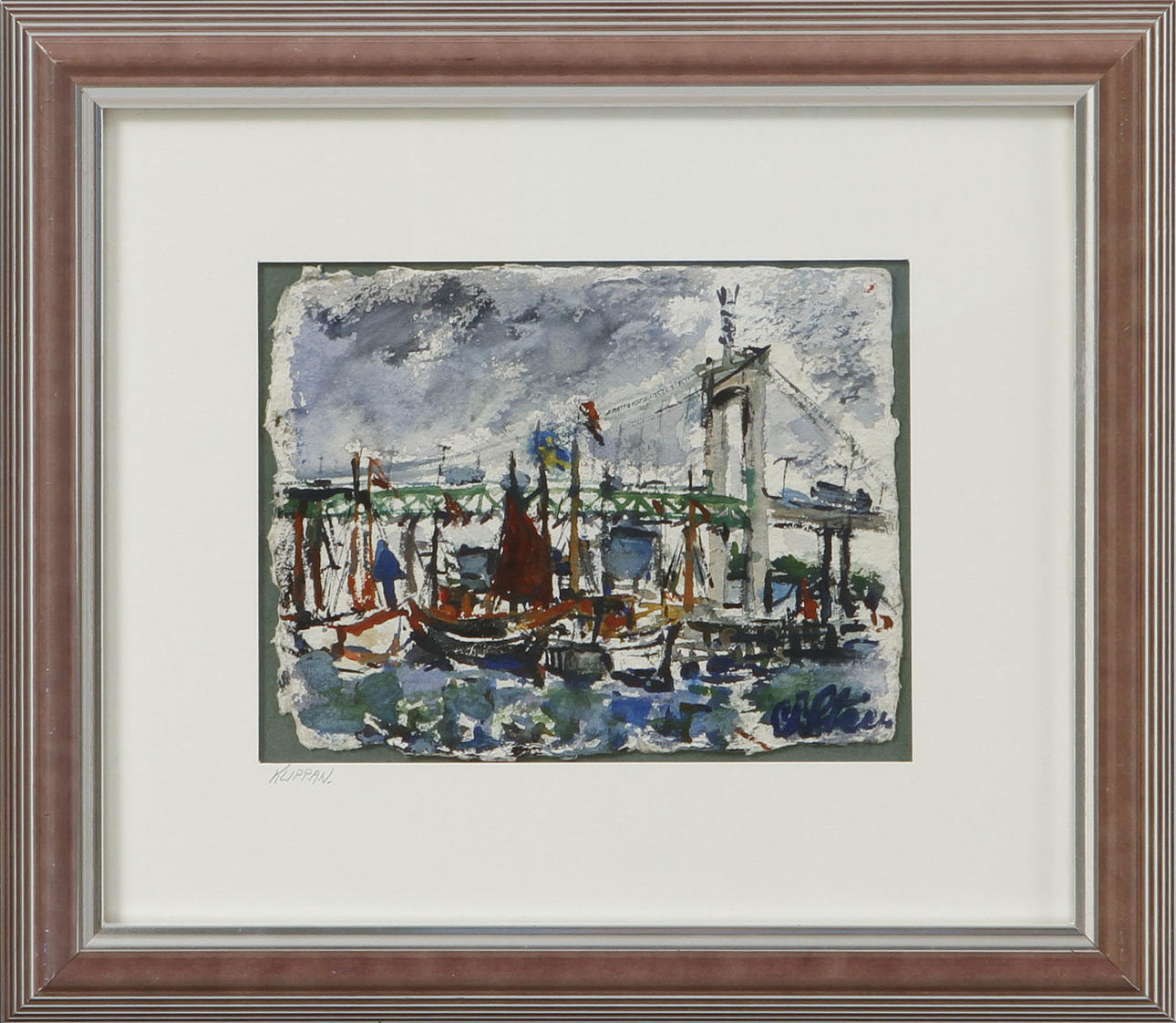 YNGVE STÉEN. Älvsborg Bridge, watercolour, signed.