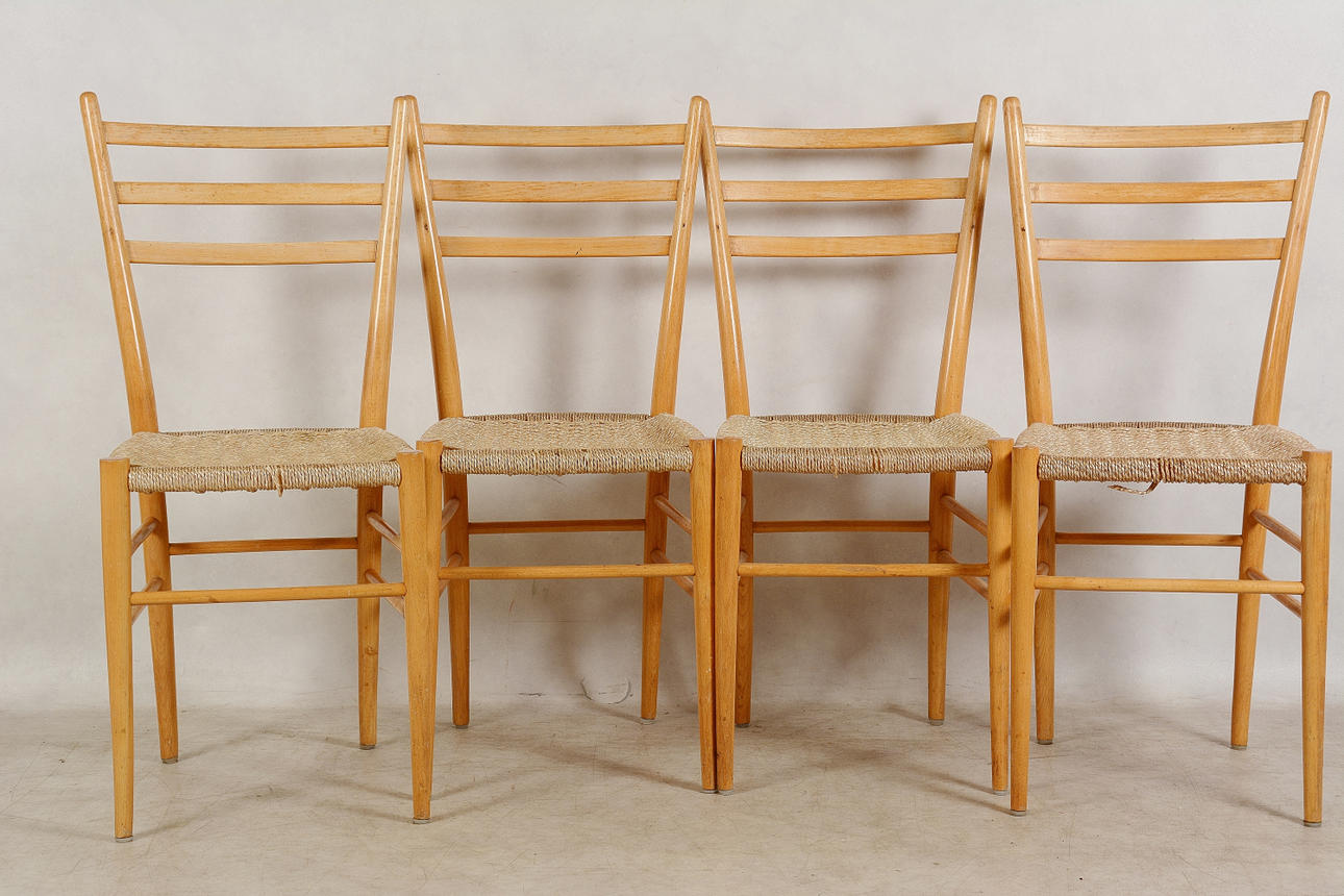 STOLAR, 4 st, flätad sits, 1900-tal.