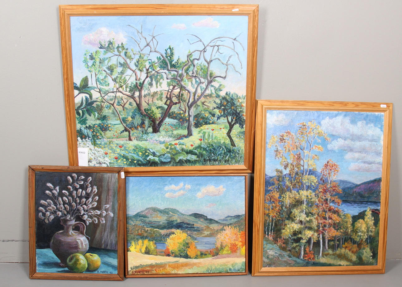 ELISABETH MUNTHE. Landskap och stilleben 4 st. 1970-80-tal.