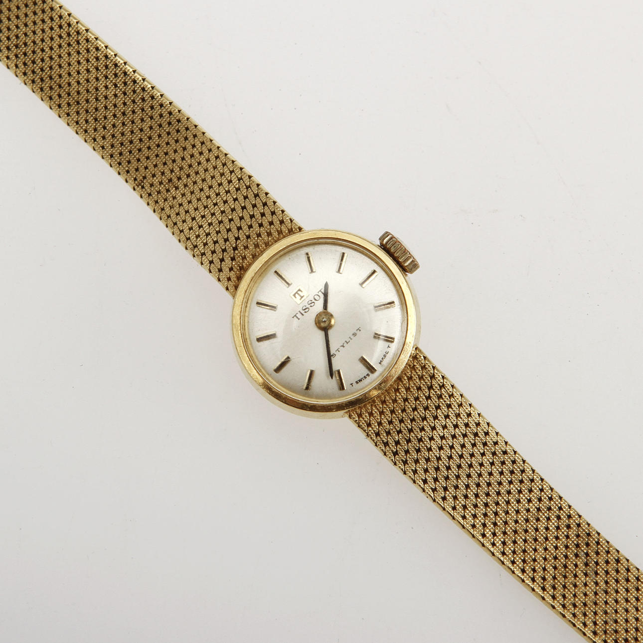 Cadran, Boîtier Et Couronne Tissot Stylist En Or, Dimensions 25,5x30 Mm, Mécanique Manuel - Occasion