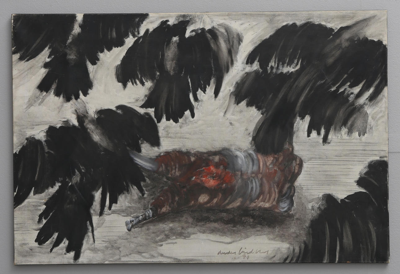 ANDERS LINDBLAD, "Then came the birds", oil on canvas, signed and dated 1970.
