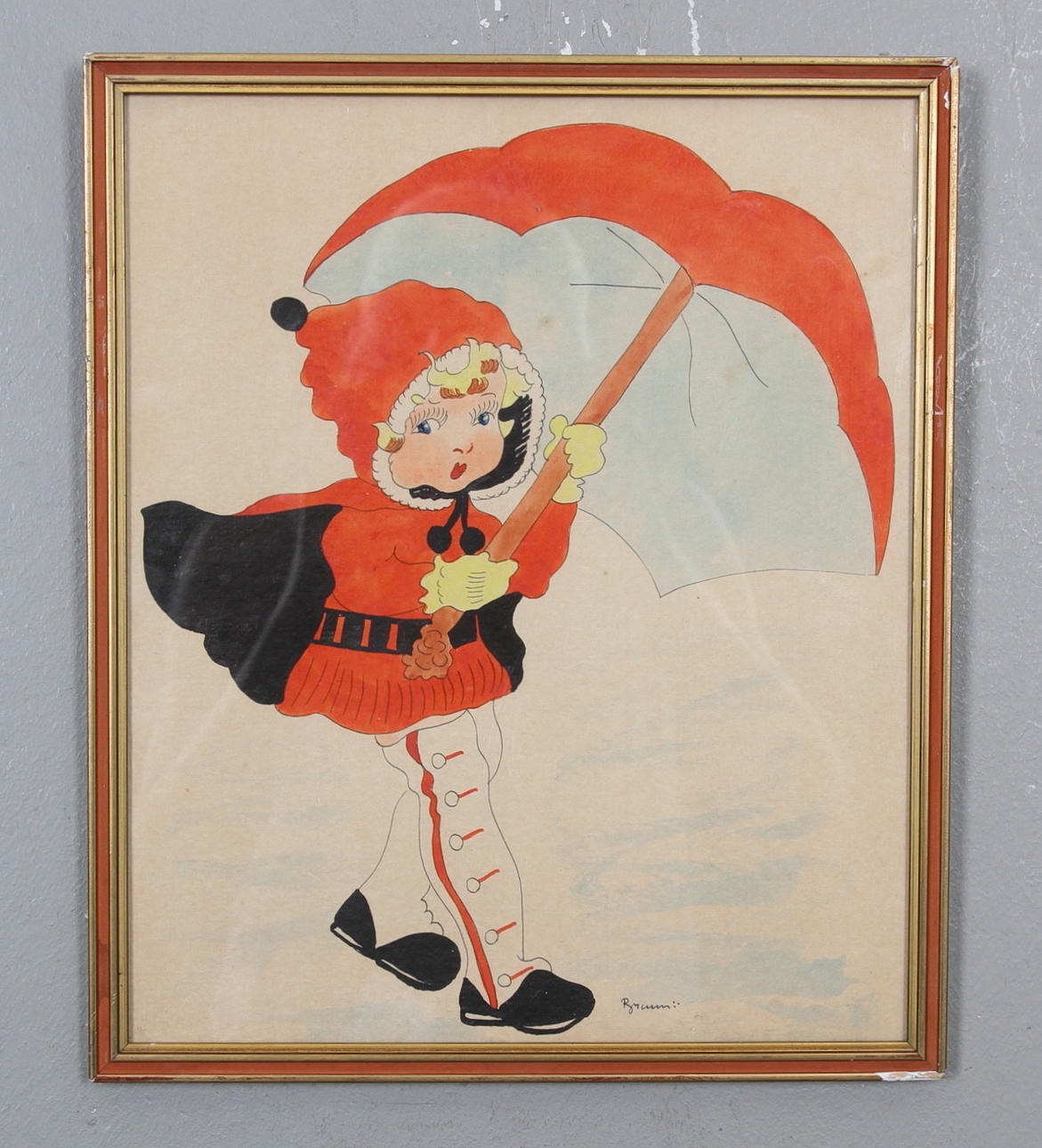 OKÄND KONSTNÄR. 5 st, blandteknik, signerade.