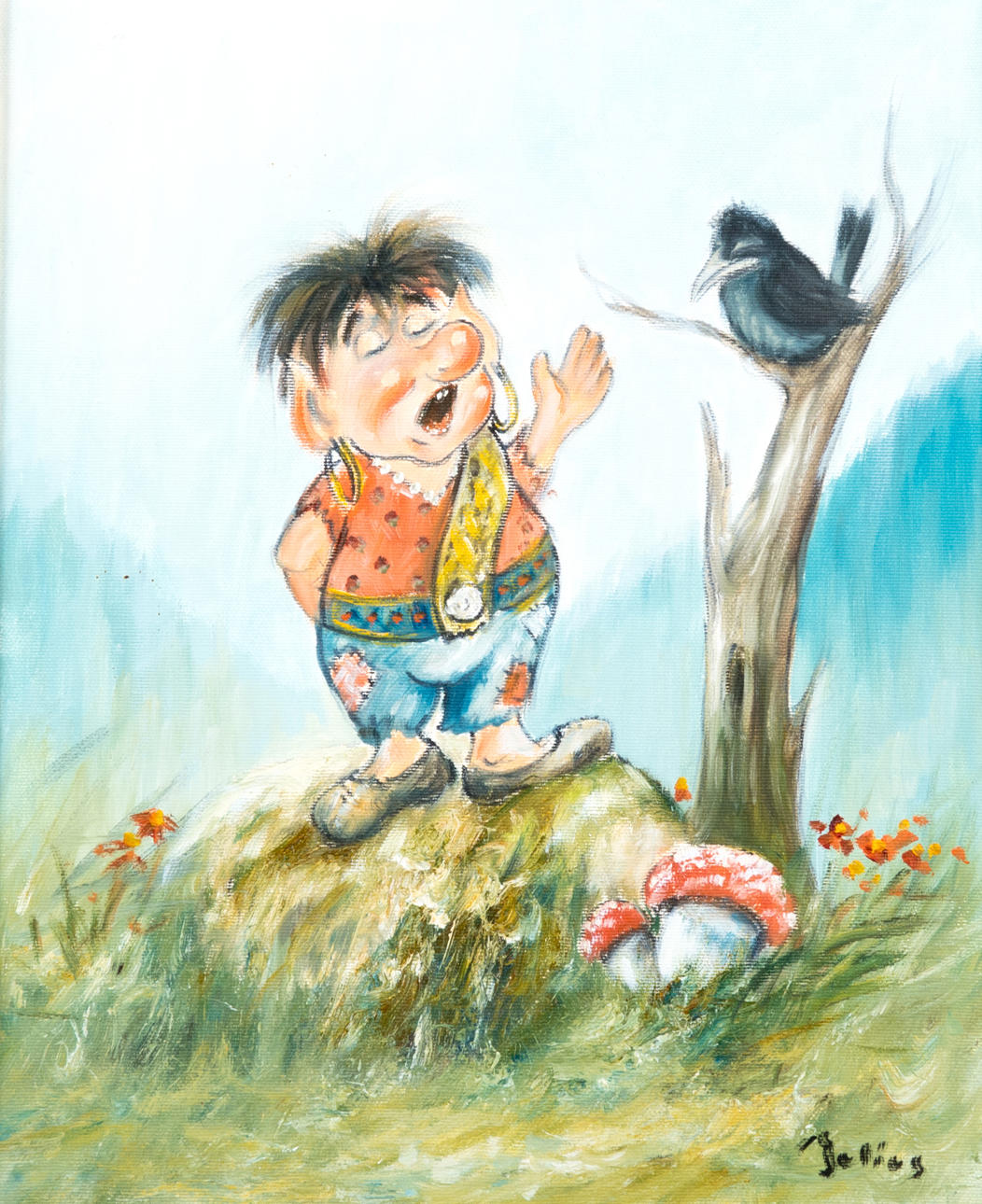 CARL JULIUS. Troll, oil on canvas, signed Julius.